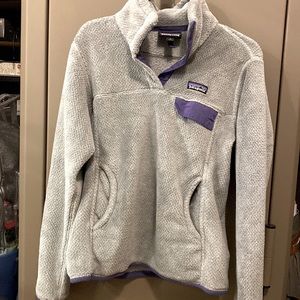 Patagonia Womens Tailored Grey/Purple Re-Tool Sanp T-Fleece Pullover. Small